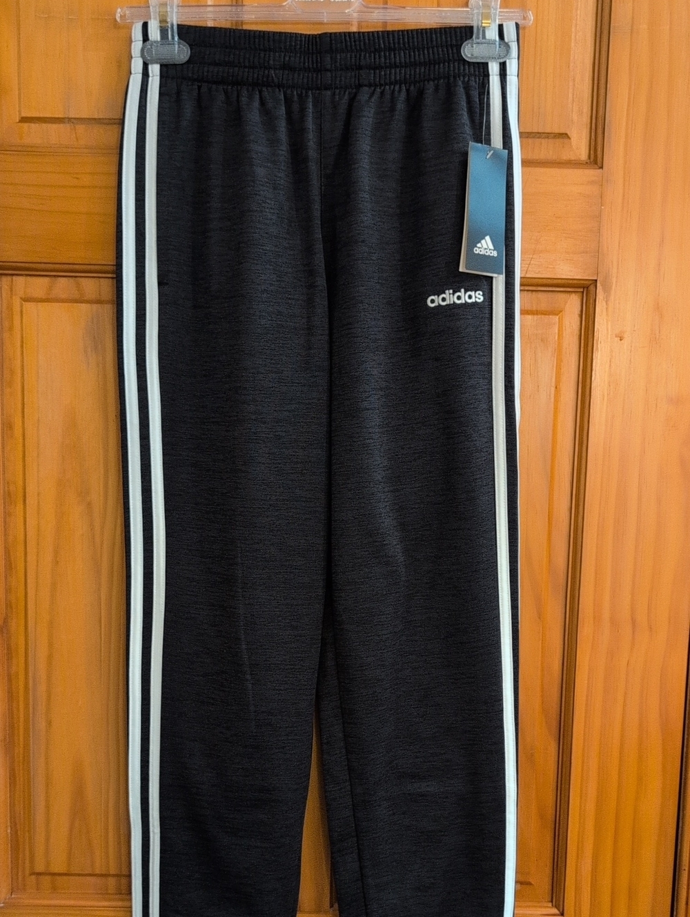 Adidas Kids Black Track Pants with White Stripes